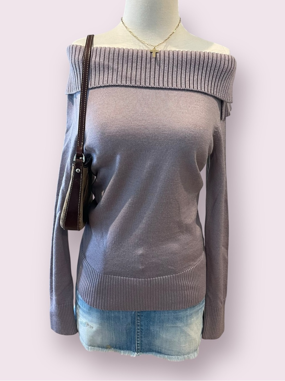 Lavendar minimalist off the shoulder sweater